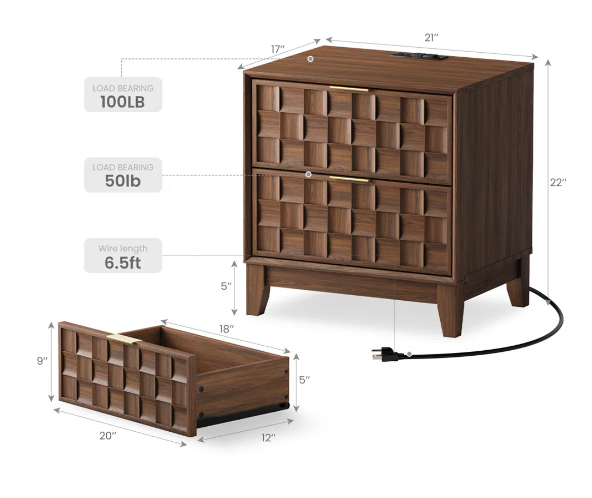 Waffle Wooden Beside Table