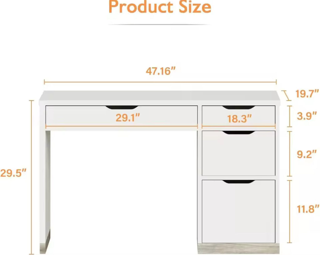 47” Office Desk w/ 4 Drawers