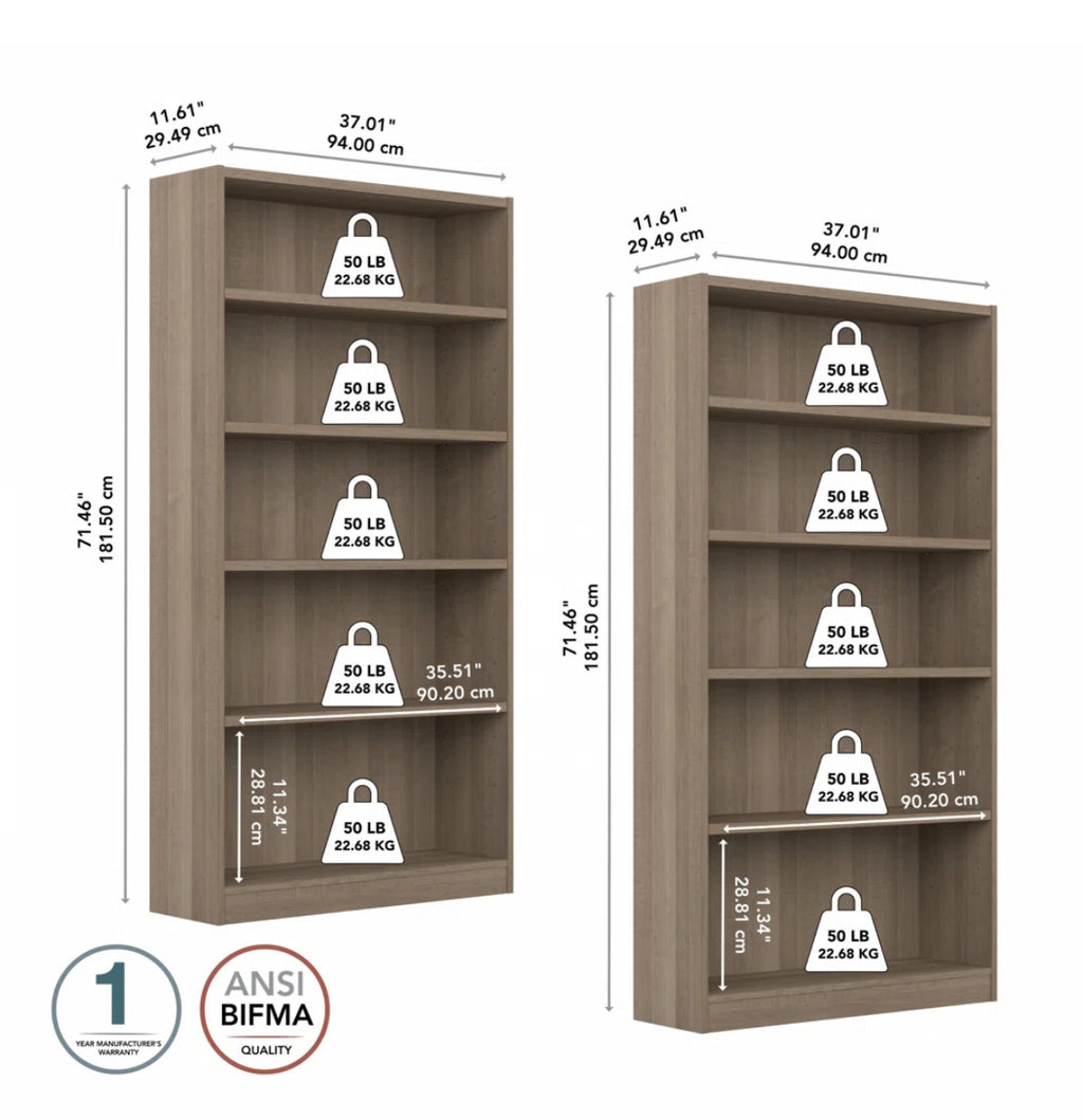 Large 5-Tier Standing Bookshelf