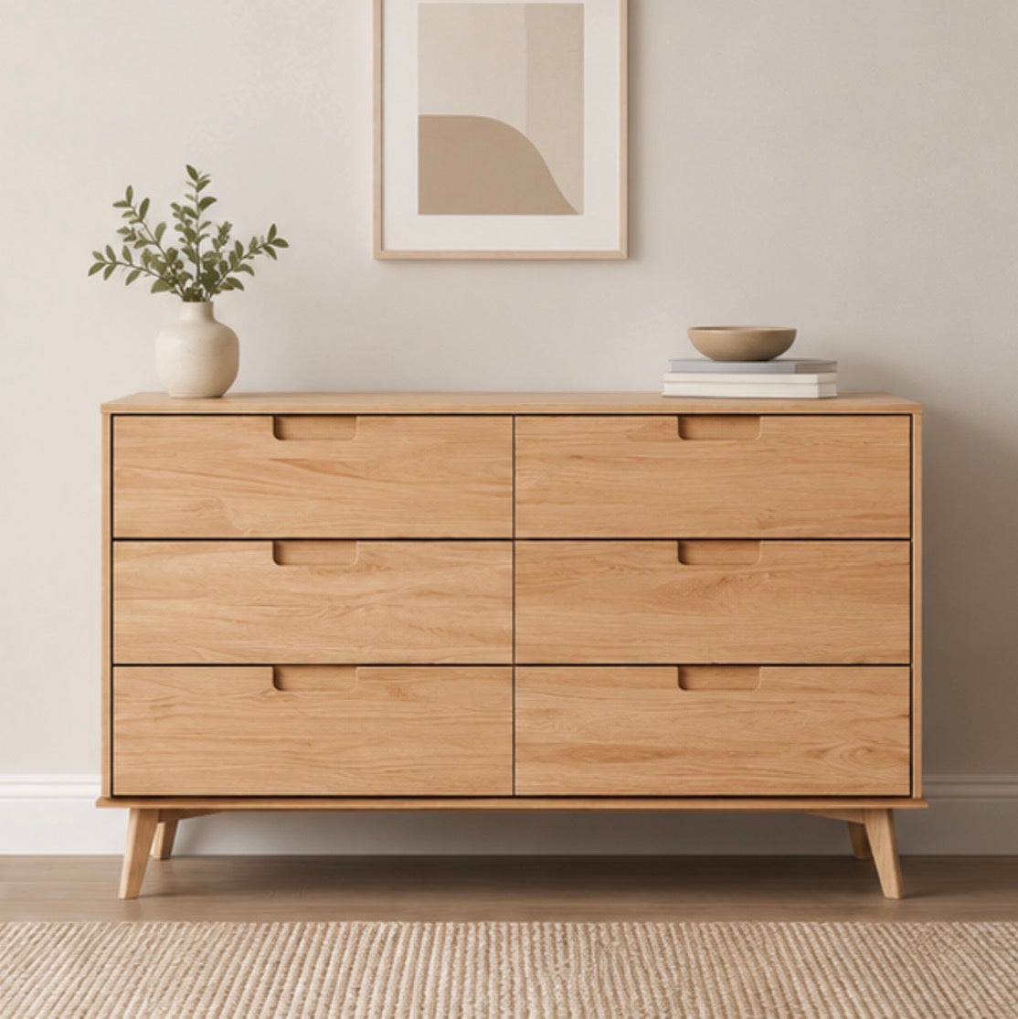 6-Drawer Solid Wood Double Dresser