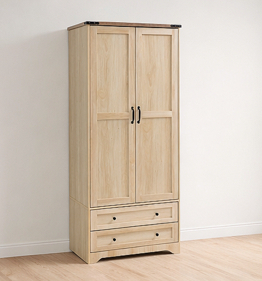 American Wooden Armoire w/ 2 Doors & 2 Drawers