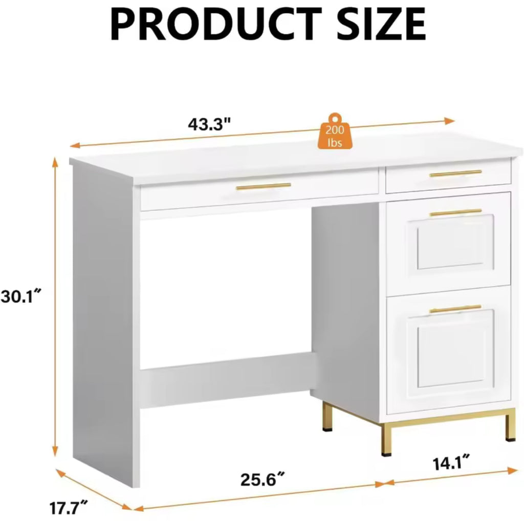 43” Elegant Office Desk w/ Gold Handles