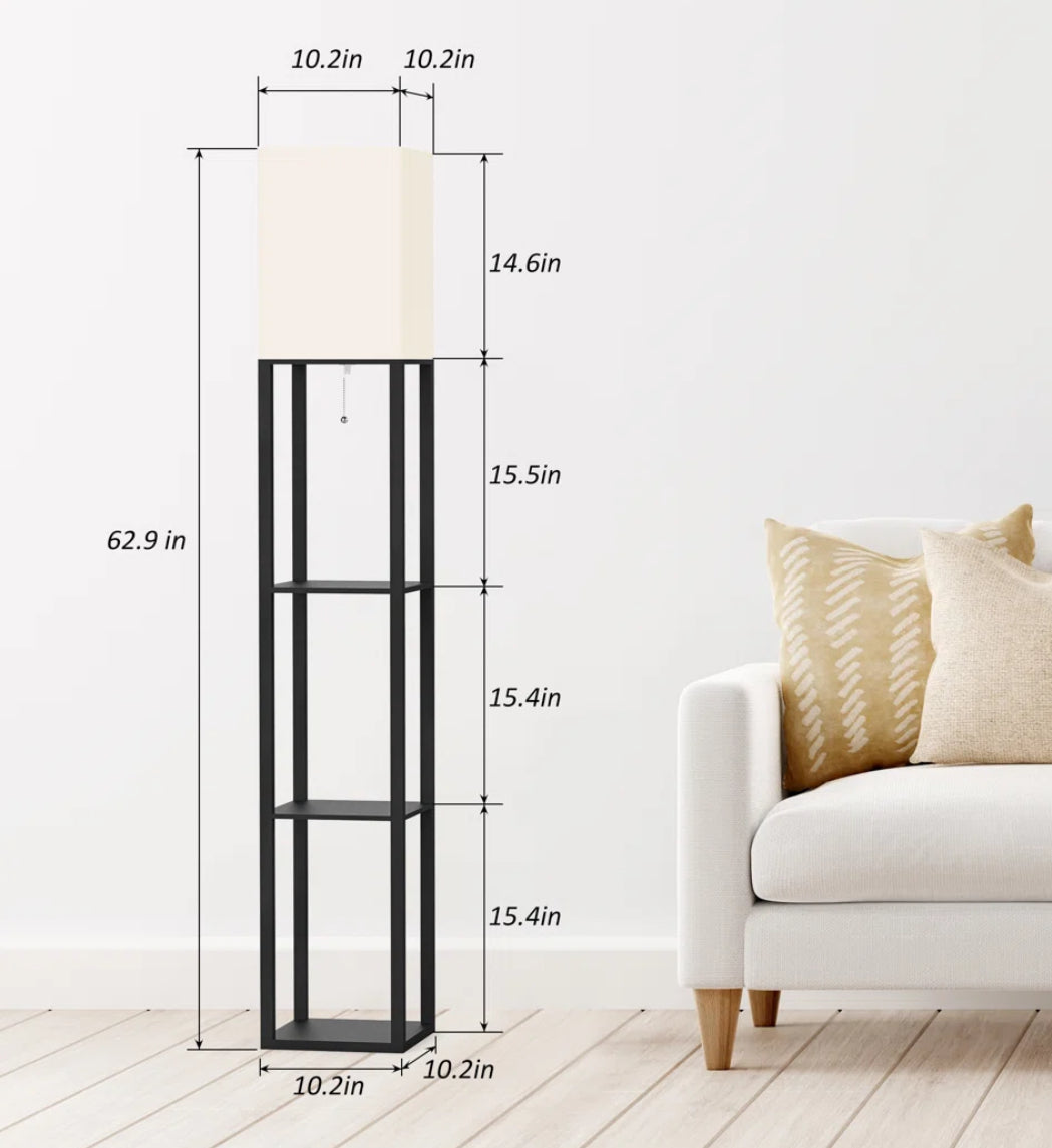 62.9" Column Floor Lamp w/ Shelves