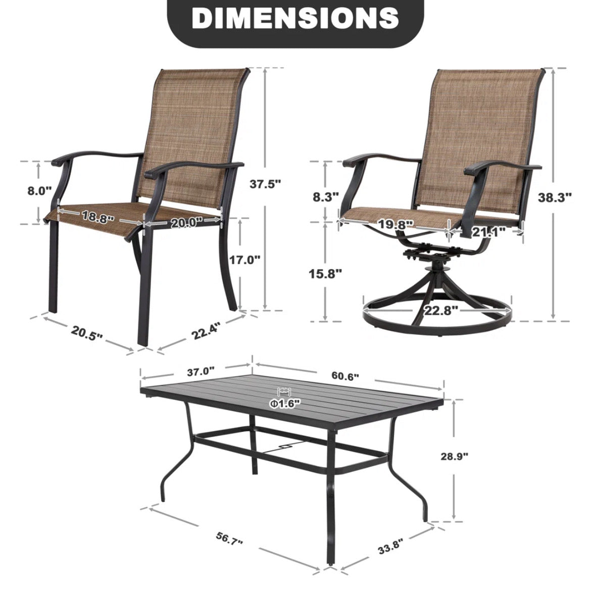 6-Person Metal Dining Set