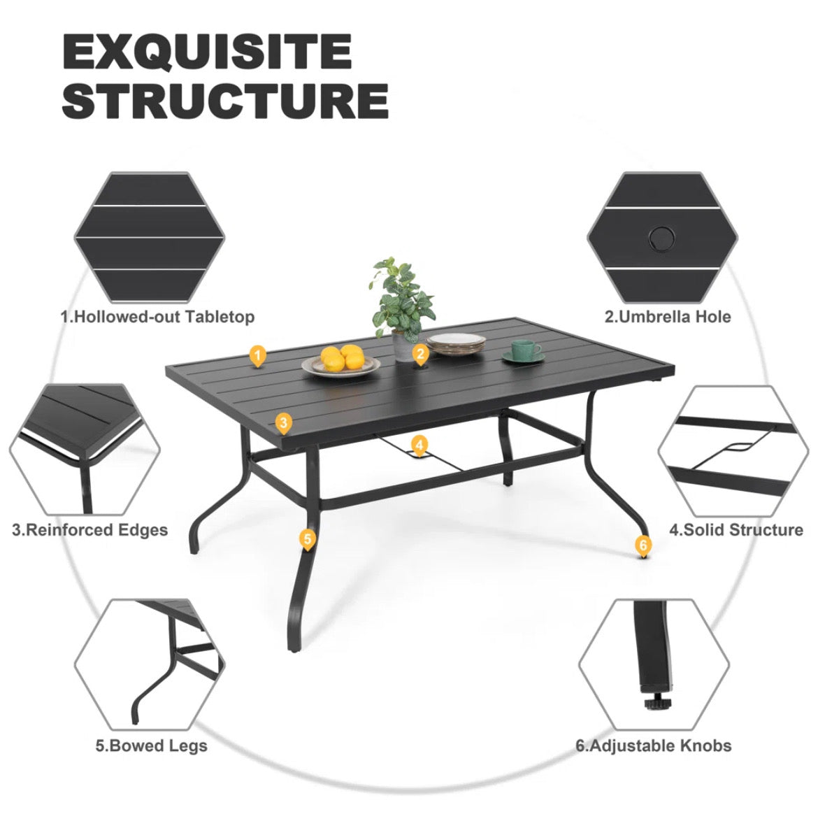 6-Person Metal Dining Set