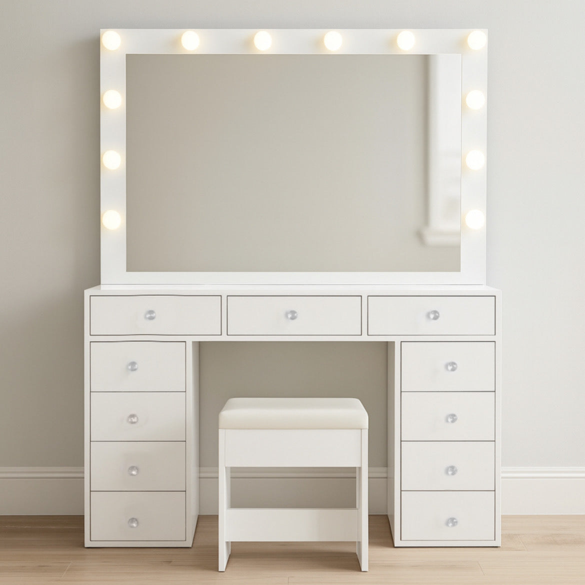 47” Vanity Desk w/ Power Outlet & 12 LED Lights