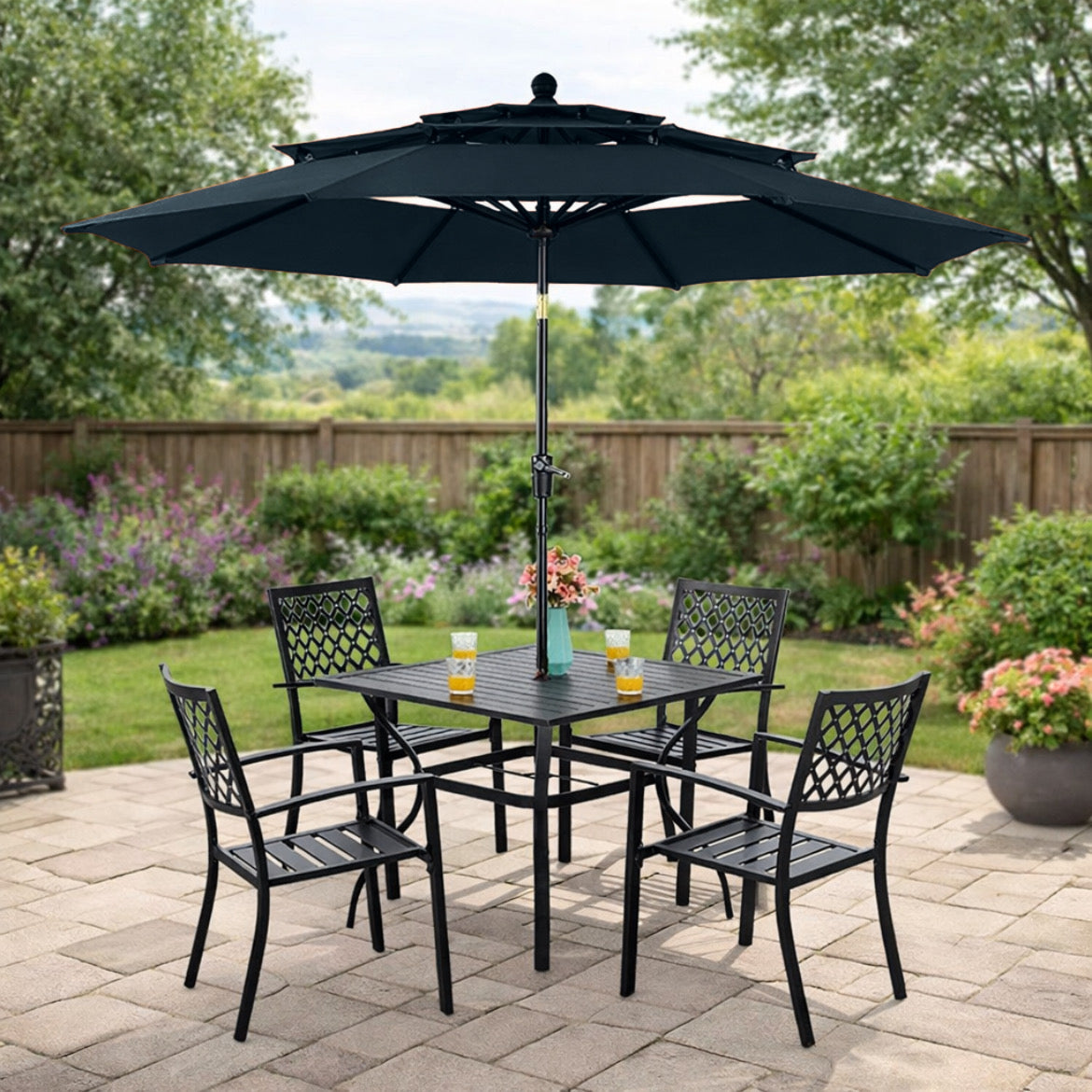 Metal Square Table Set for Patio