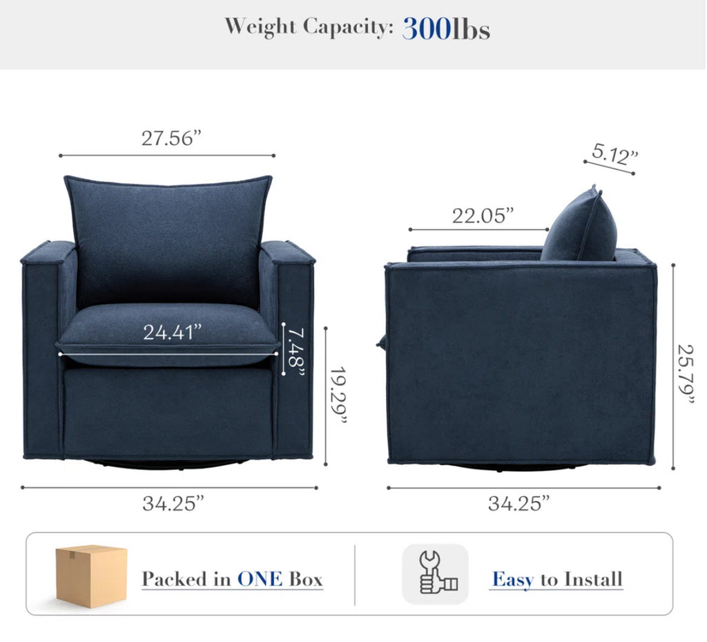 Upholstered Swivel Armchair (Set of 2)