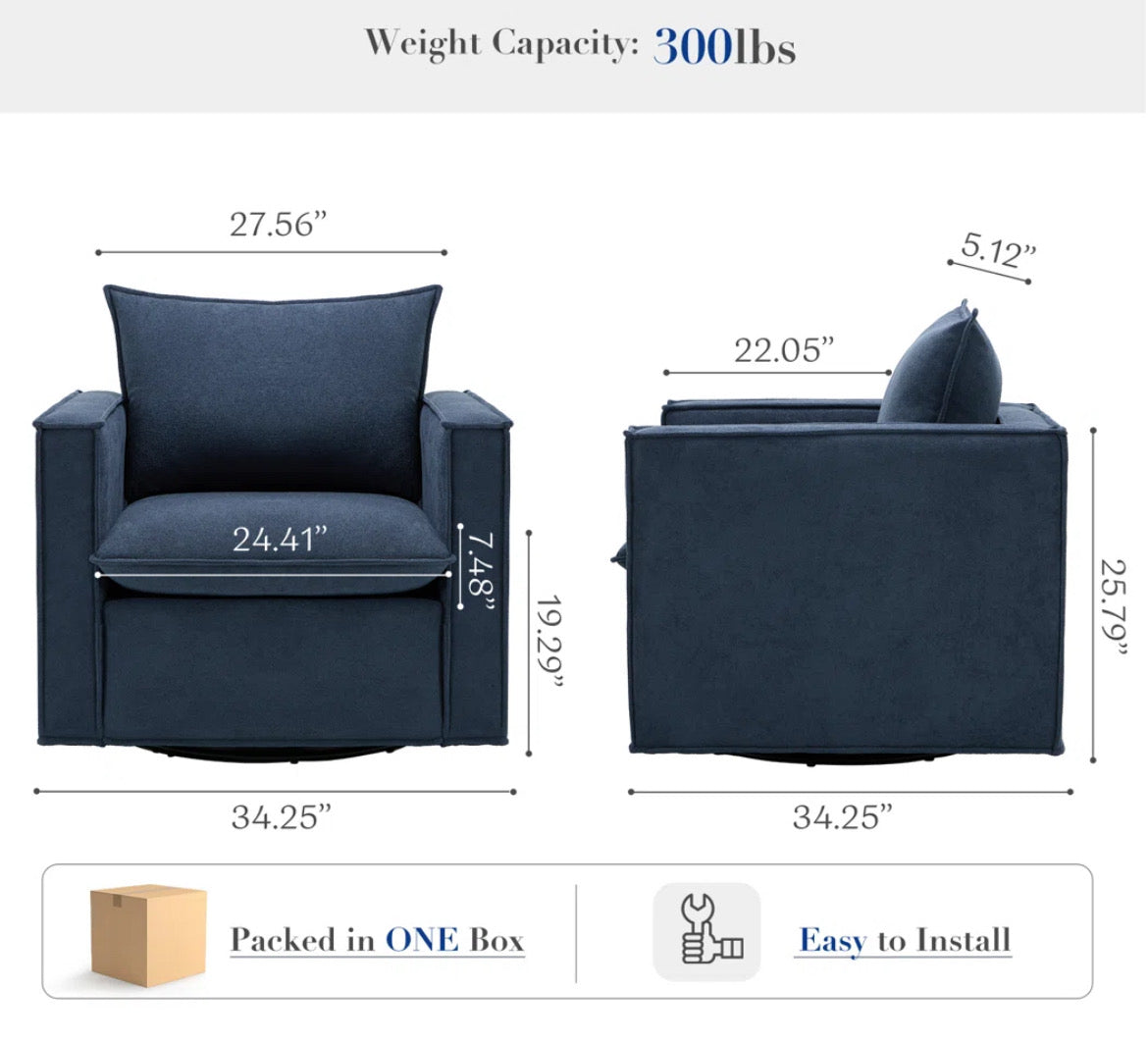Upholstered Swivel Armchair (Set of 2)