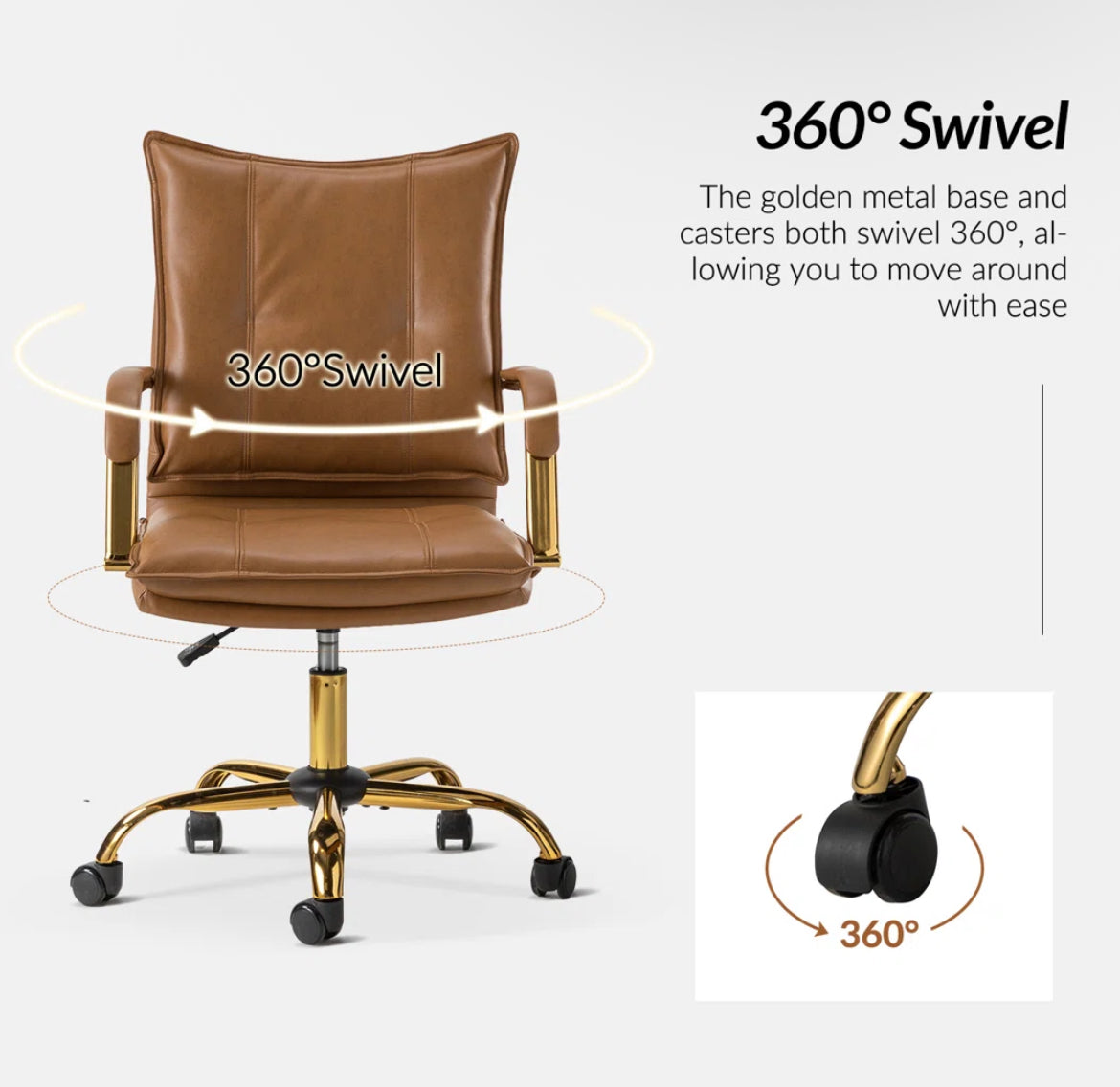 Faux Leather Task Chair w/ Padded Arms