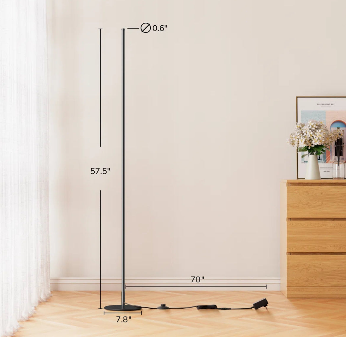 LED Corner Floor Lamp Adjustable w/ Remote