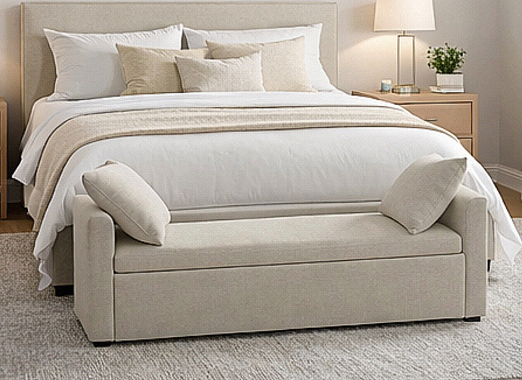 59" Bedroom Storage Bench w/ Two Pillows