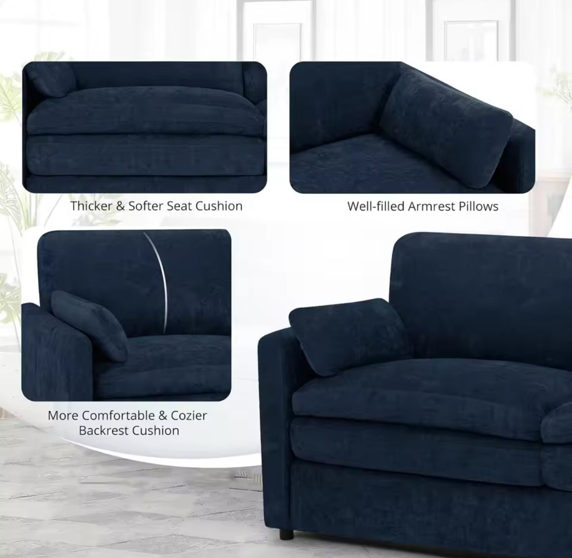 Double Plush Cushioned Sofa