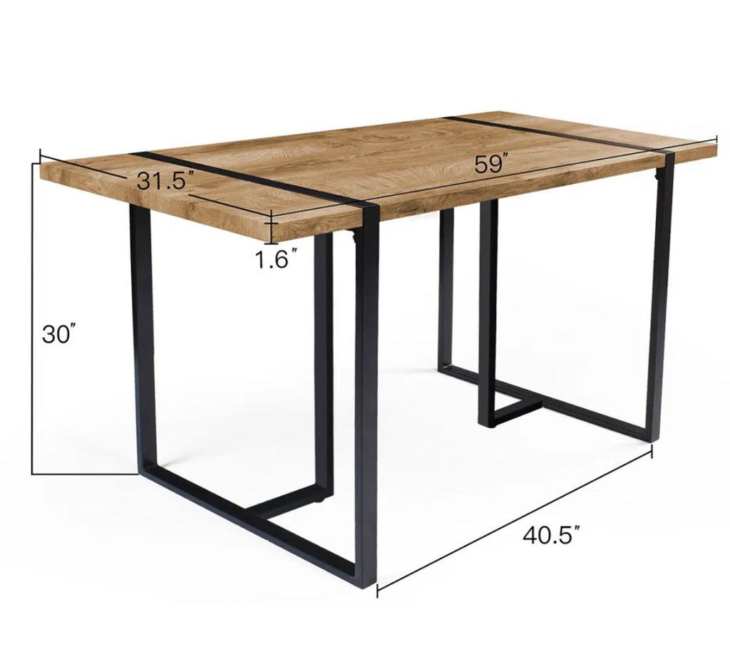 7-Piece Rectangle Wood Dining Table w/ Fabric Chairs Set for 6