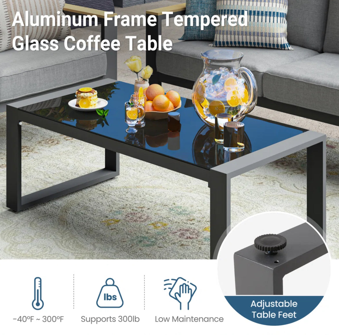 Outdoor Seating Group w/ Wood Armrest & Cushions