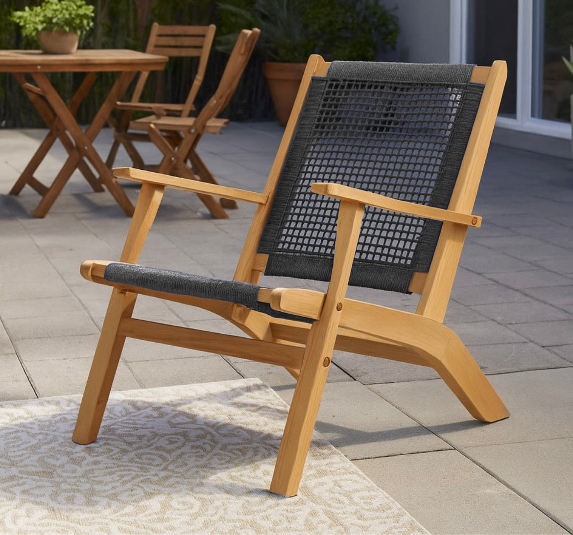 Natural Outdoor Armchair w/ Hand Woven Seat