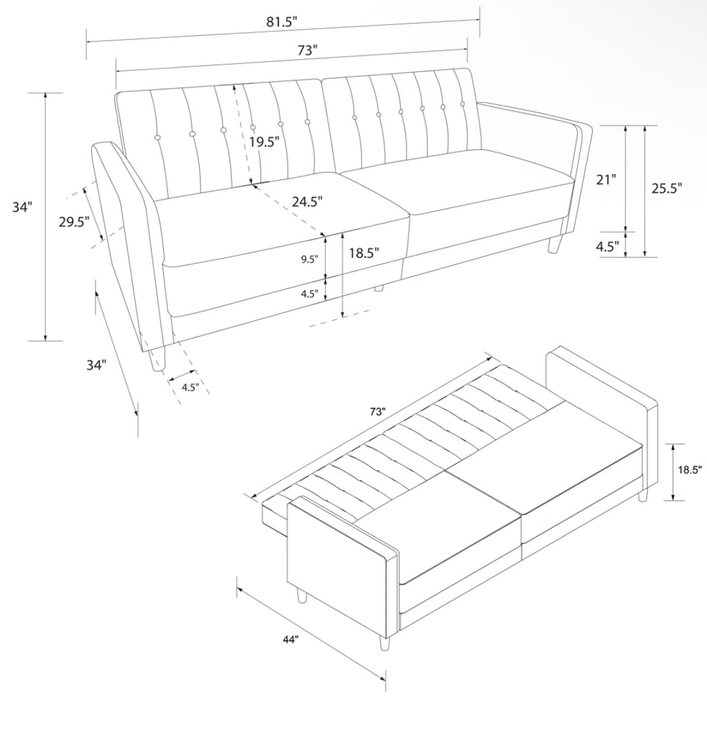 Velvet Convertible Sofa