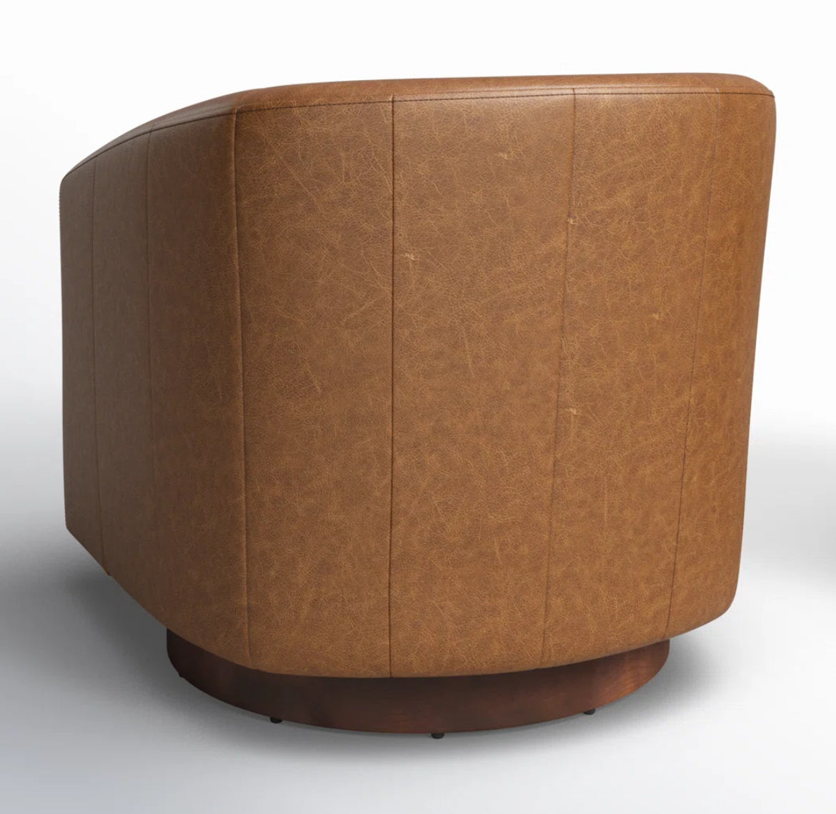 Leather Swivel Barrel Armchair
