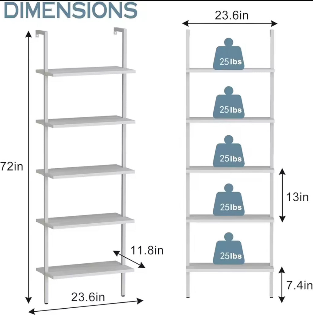 5-Tier Ladder Bookshelf