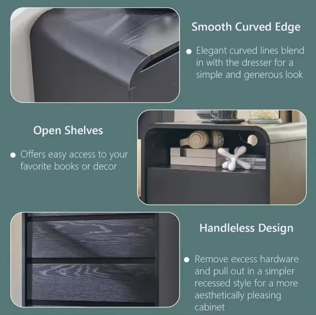 Modern Bedside Table w/ Storage Drawers