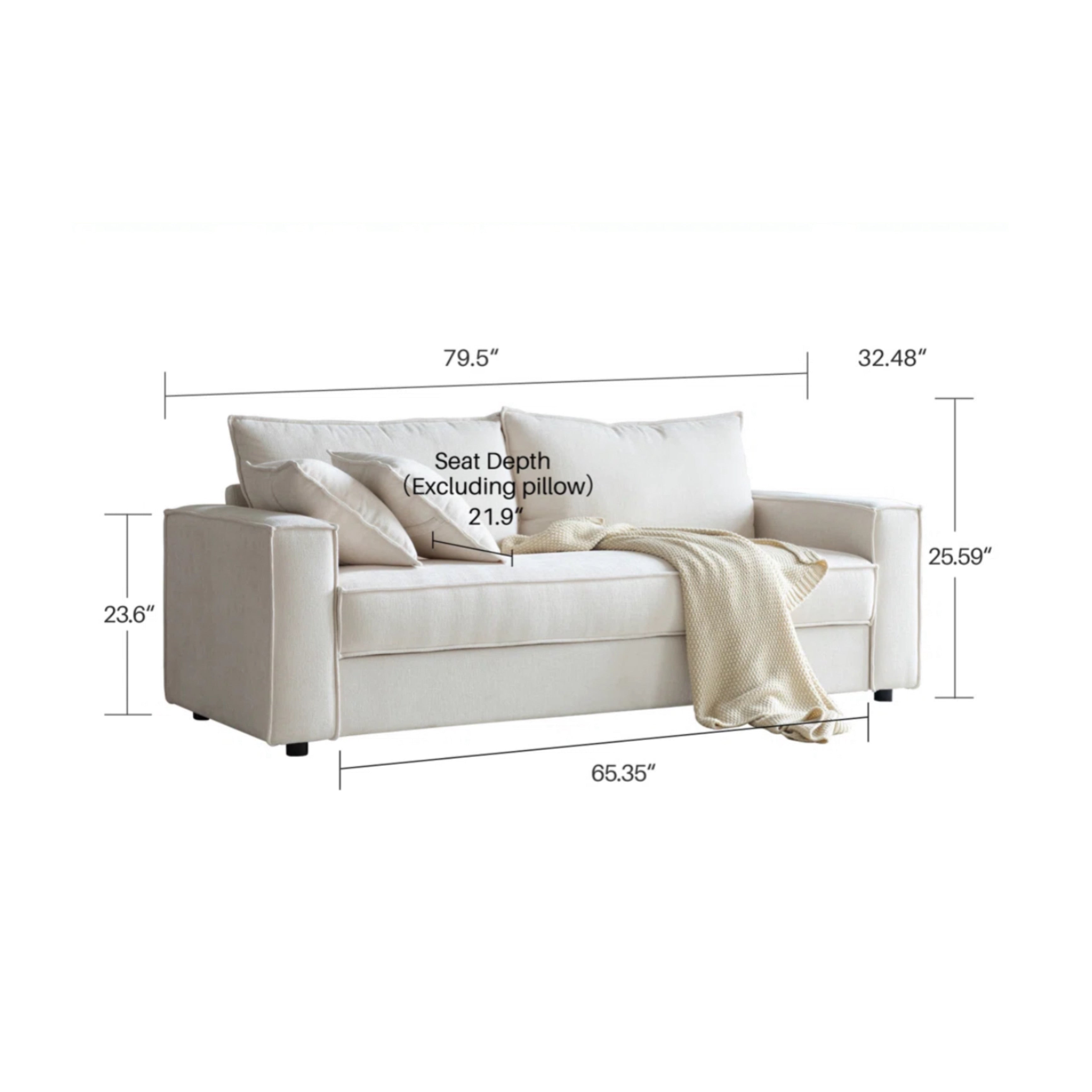 3-Seater Modern Upholstered Sofa