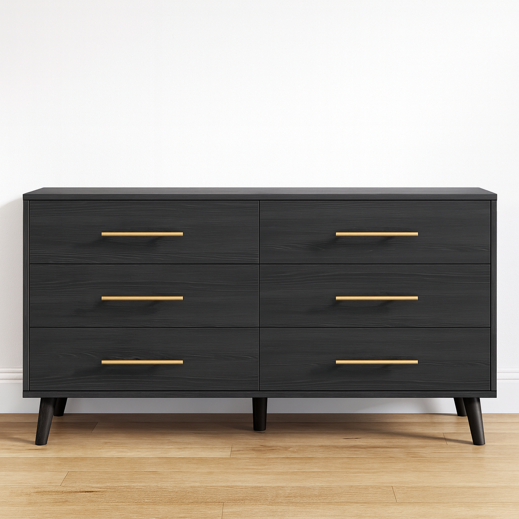 6-Drawer Bedroom Chest w/ Gold Handles