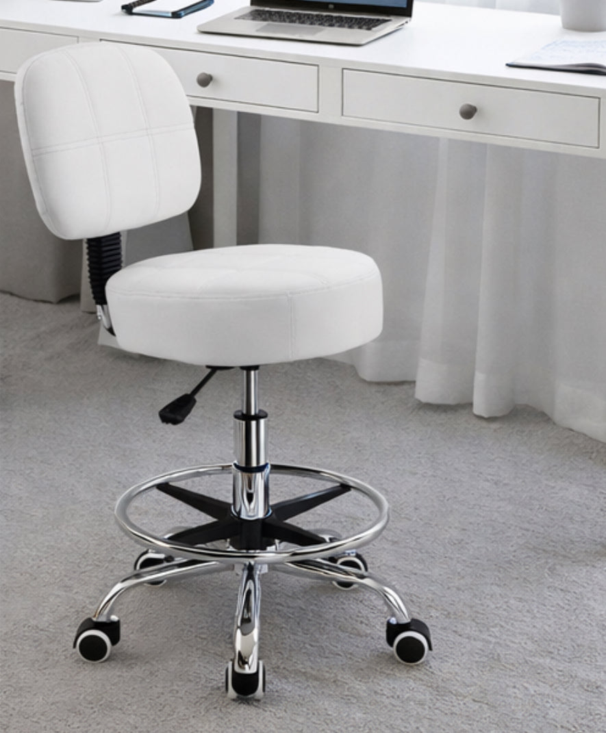 Leather Rolling Office Stool