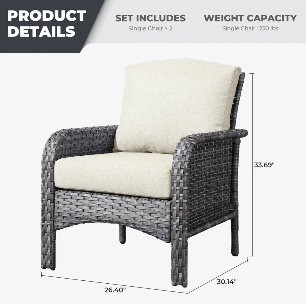 Backyard Patio Chairs w/ Premium Cushions (Set of 2)