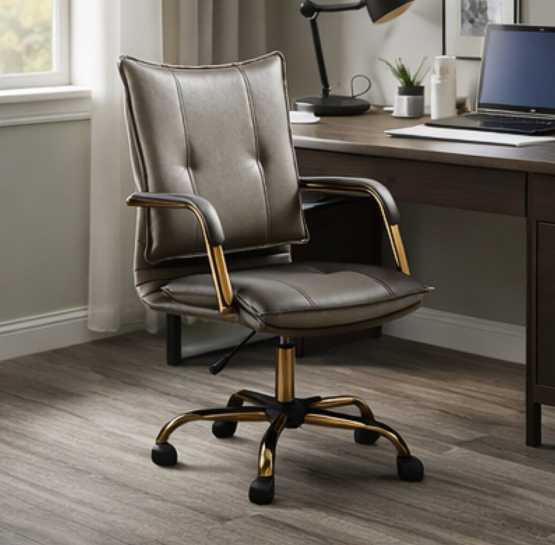 Faux Leather Task Chair w/ Padded Arms