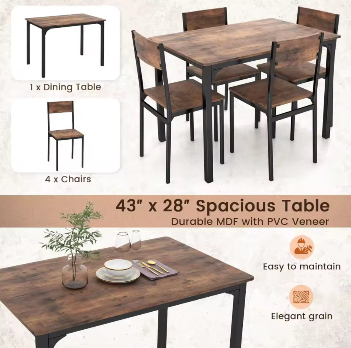 Kitchen Table Set for 4