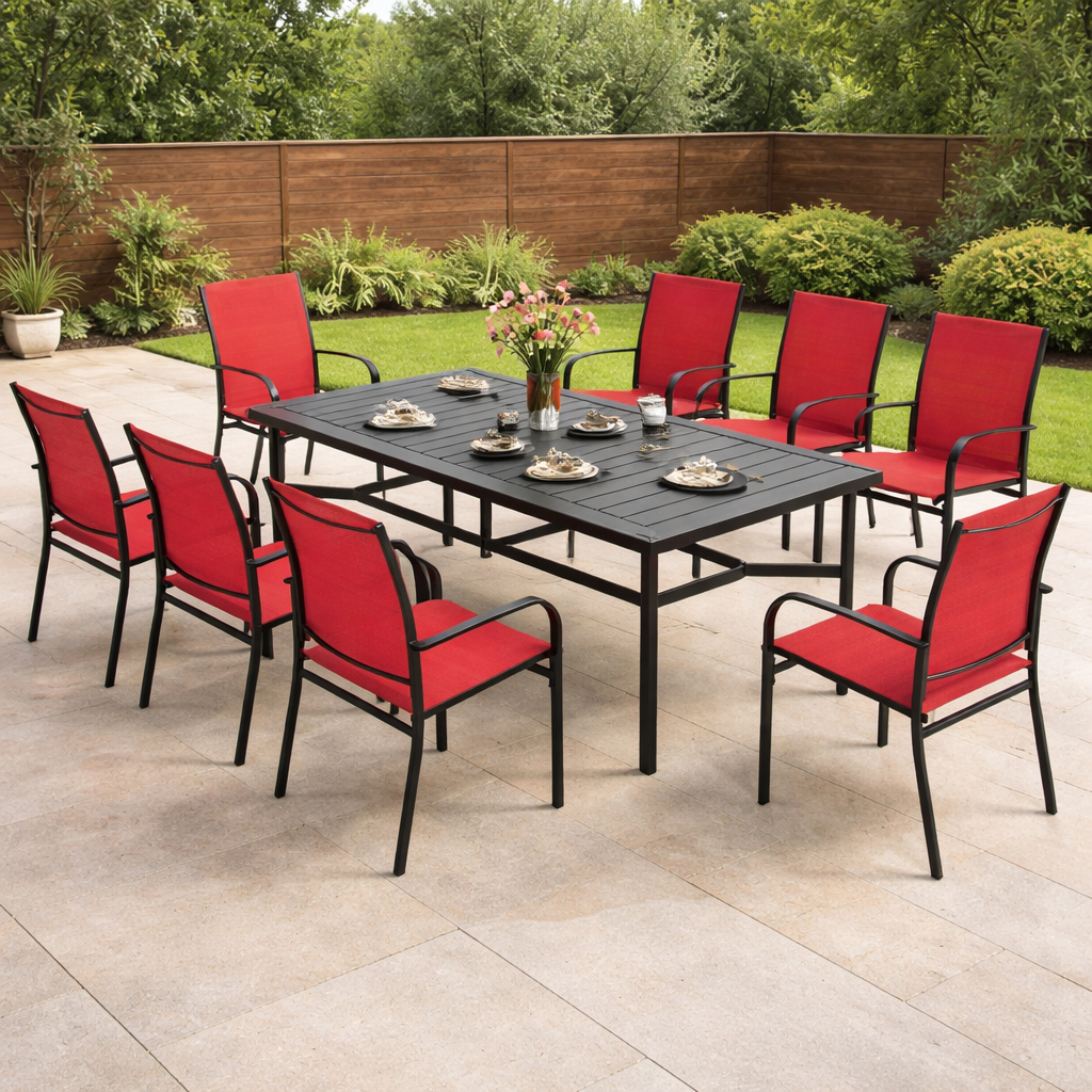 8-Person Rectangular Patio Table Set