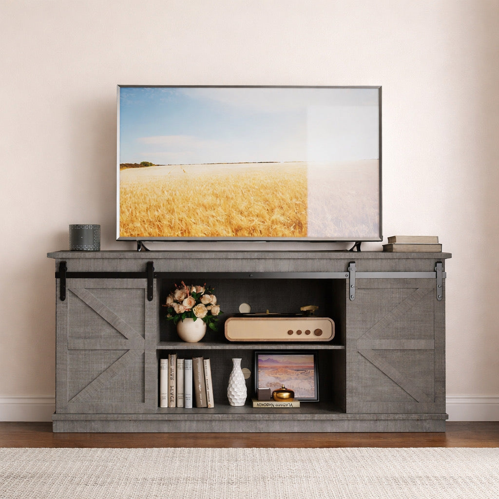 Farmhouse Entertainment Center w/ Sliding Doors