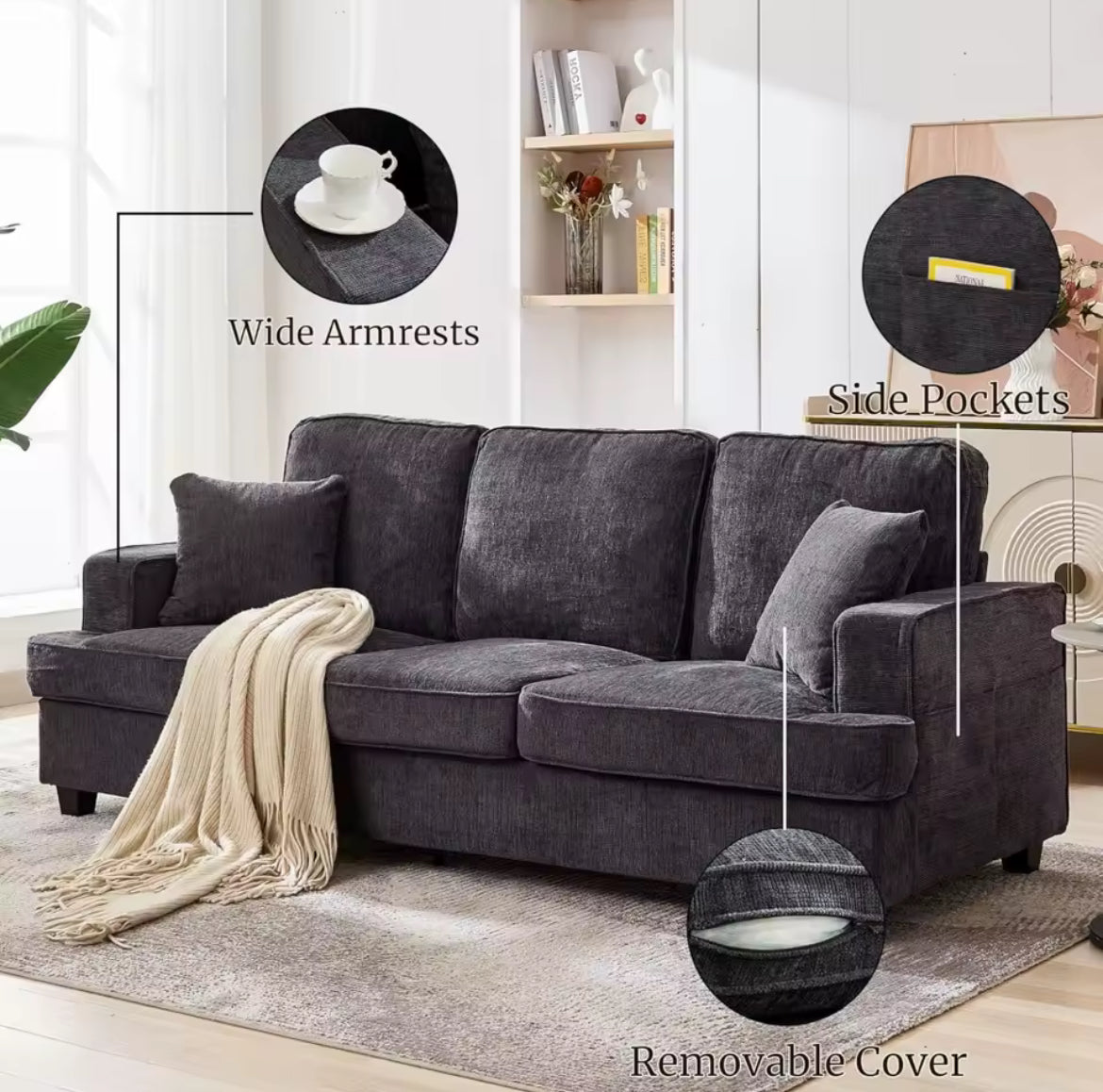 Extra Comfy Deep Seat Sofa w/ 2 Pillows