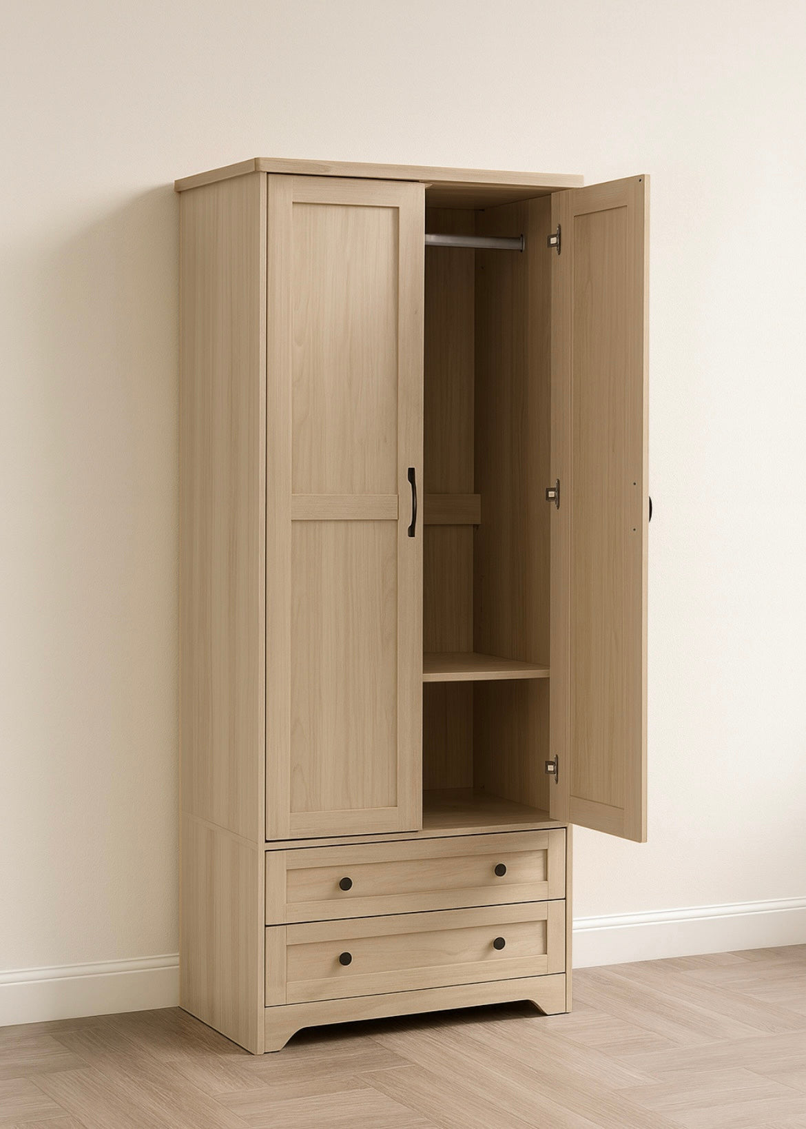 American Wooden Armoire w/ 2 Doors & 2 Drawers
