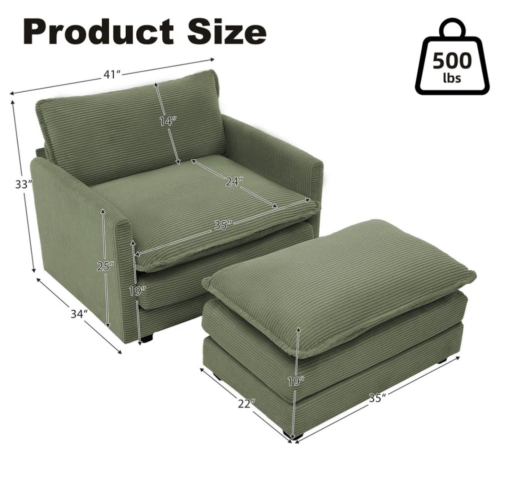 Upholstered Corduroy Armchair