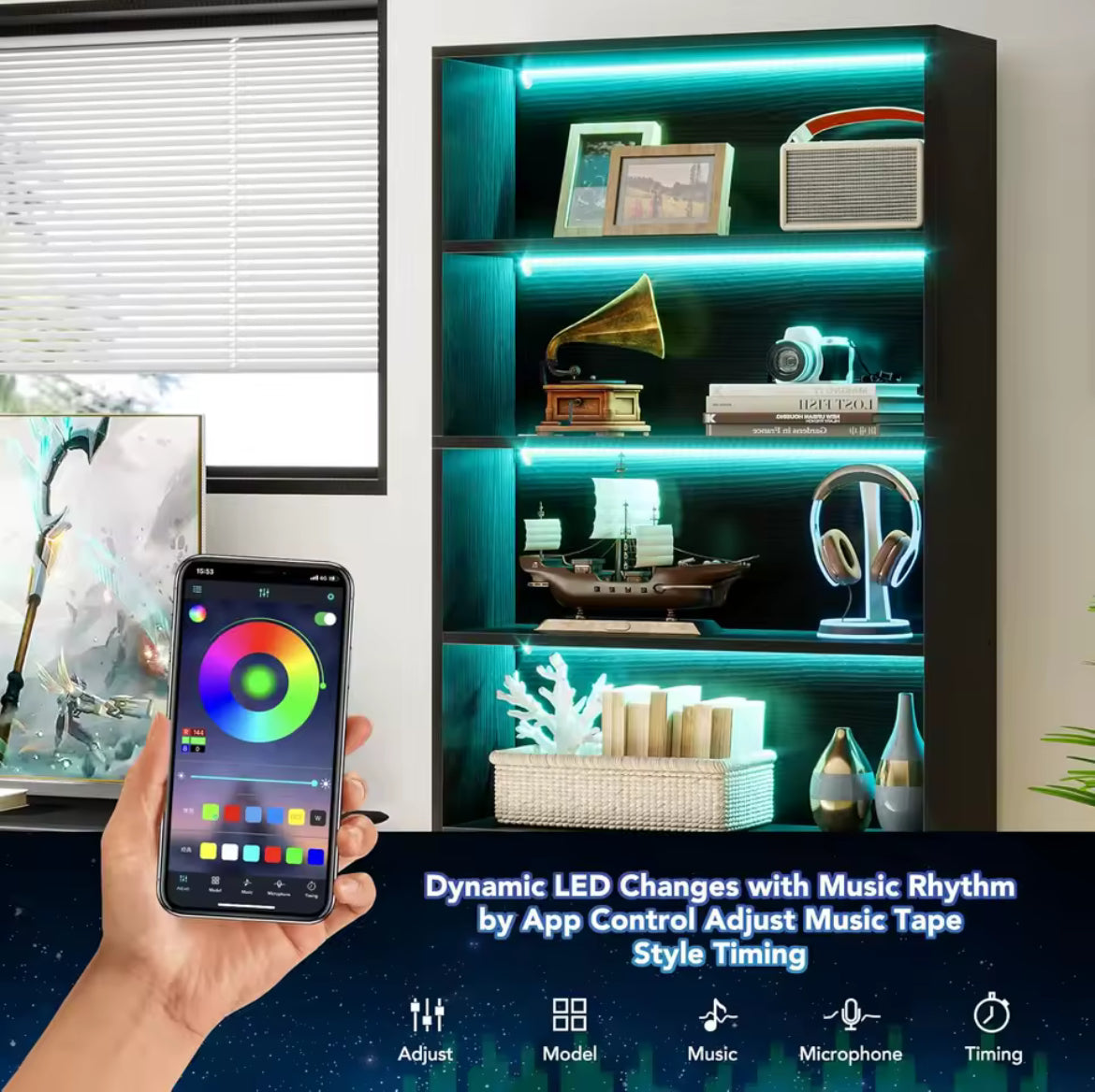Tall Bookshelf w/ LED Lights