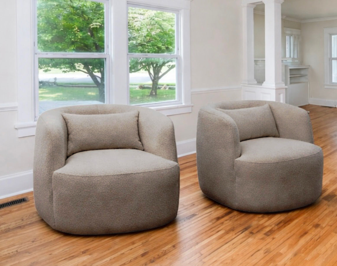 Boucle Upholstered Swivel Armchair (Set of 2)