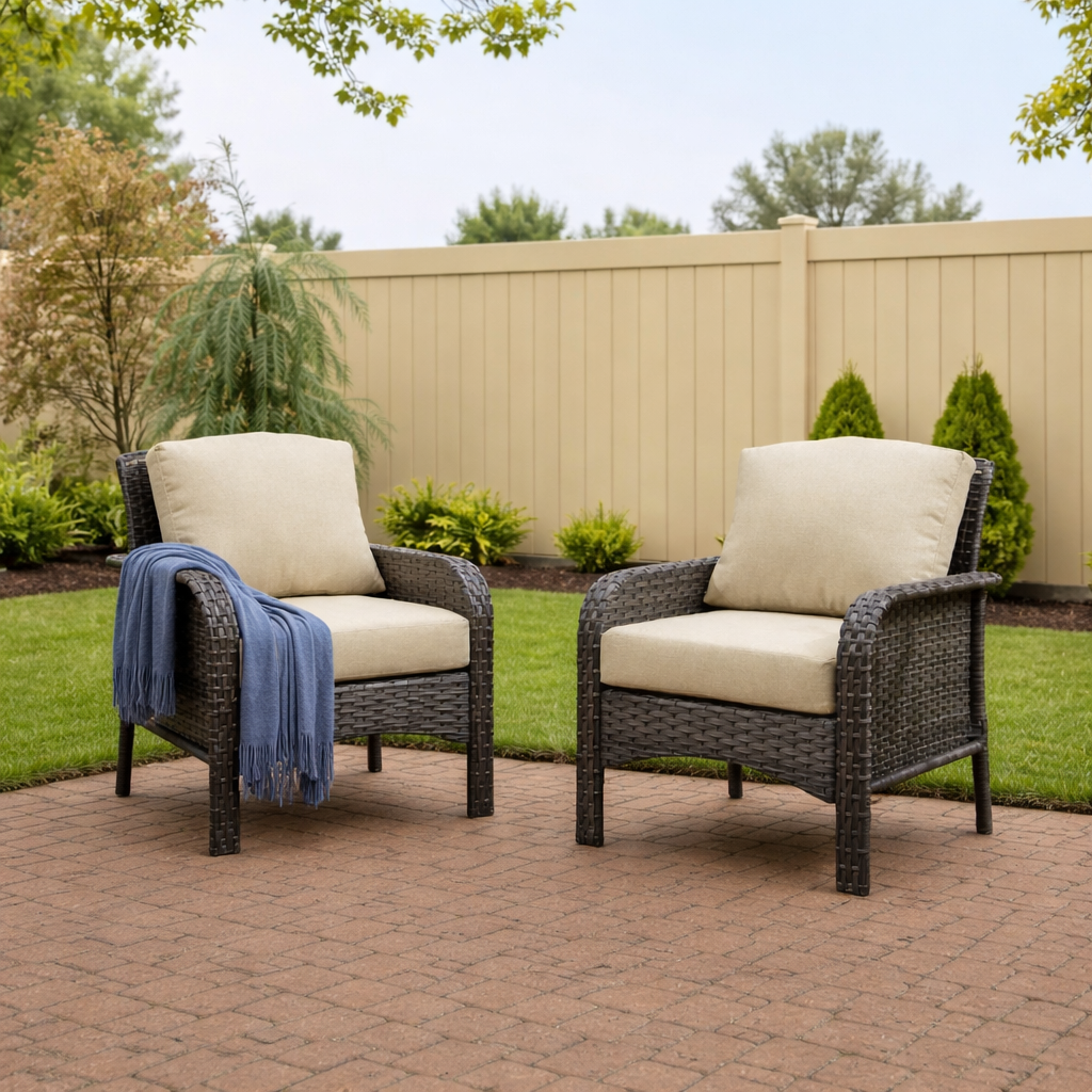 Backyard Patio Chairs w/ Premium Cushions (Set of 2)