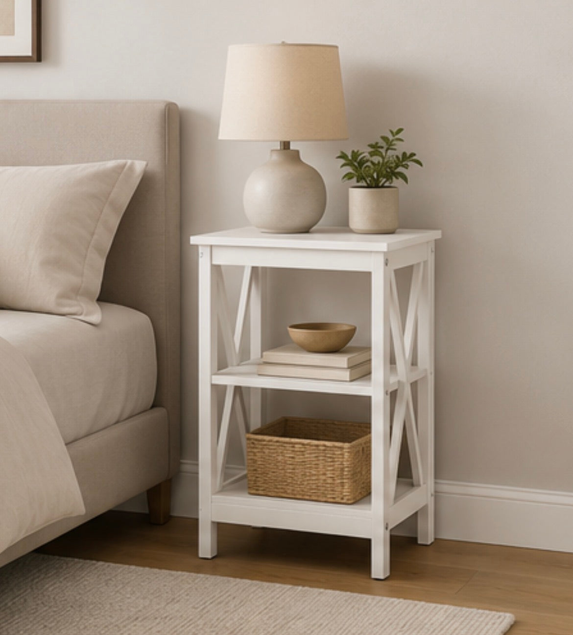3-Tier X-Shaped Nightstand