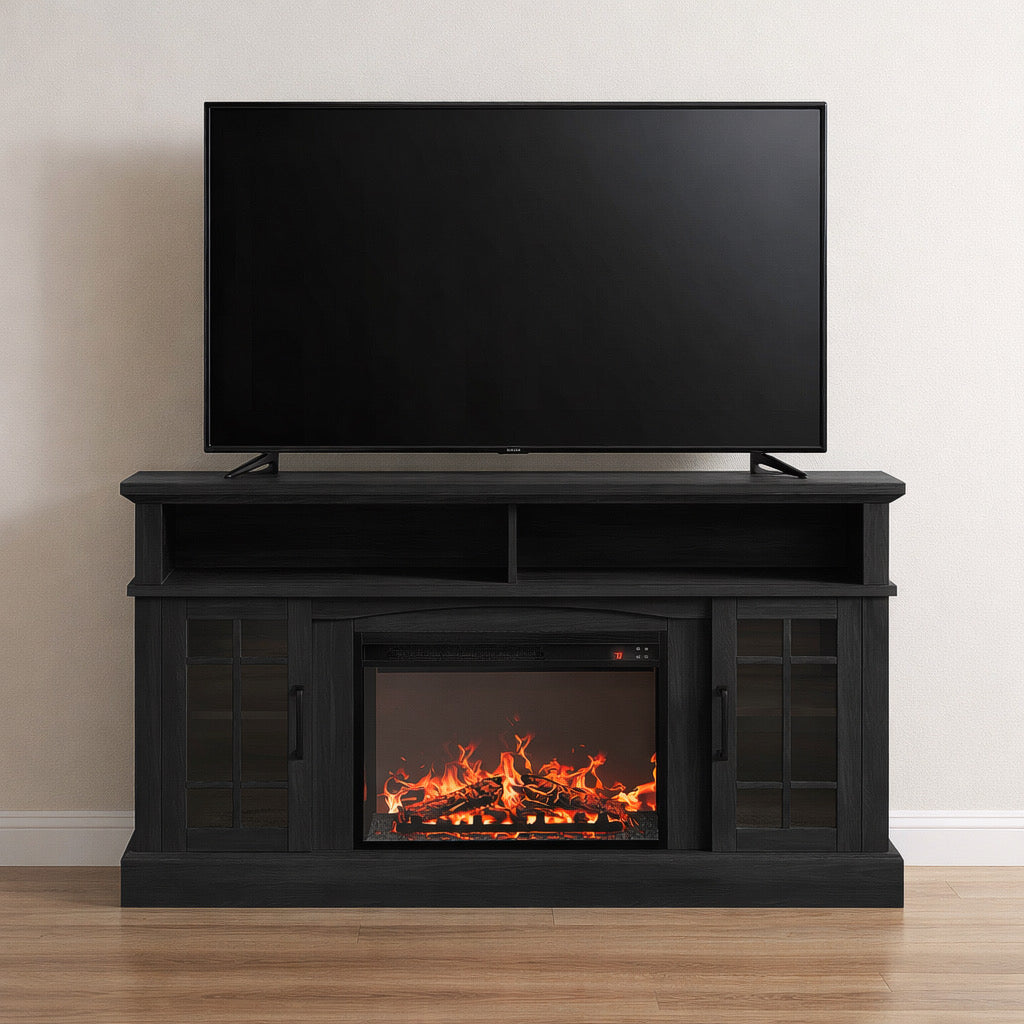 Rustic TV Fireplace Stand