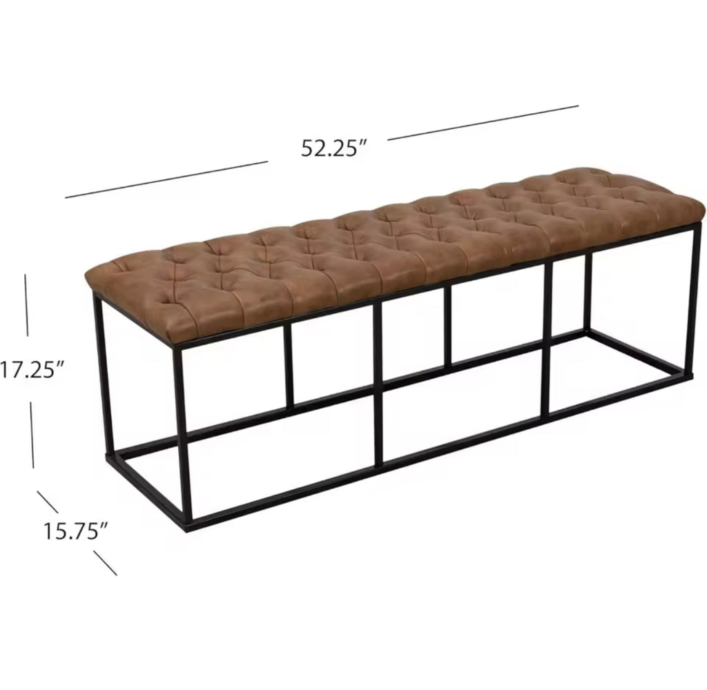 52” Faux Leather Tufted Bench