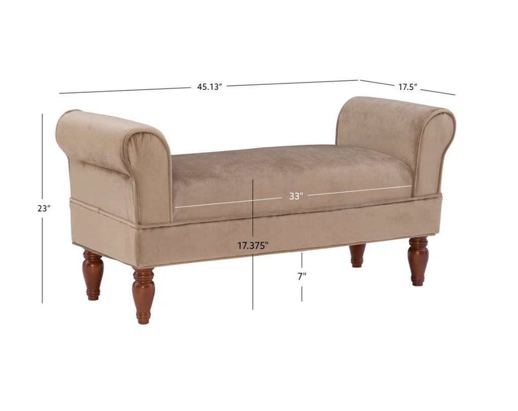 45” Rolled Arm Backless Bench