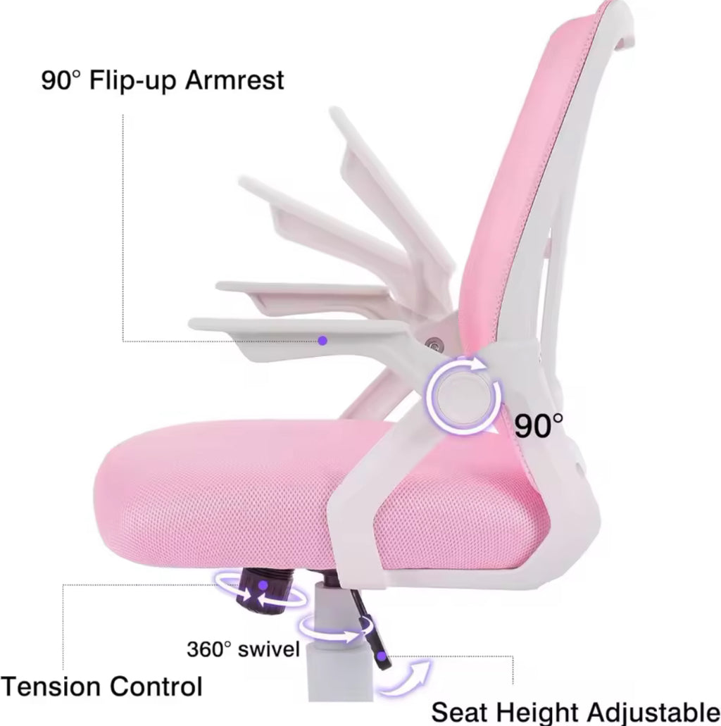 Mid-Back Swivel Ergonomic Office Chair w/ Adjustable Arms & Mesh Lumbar Support
