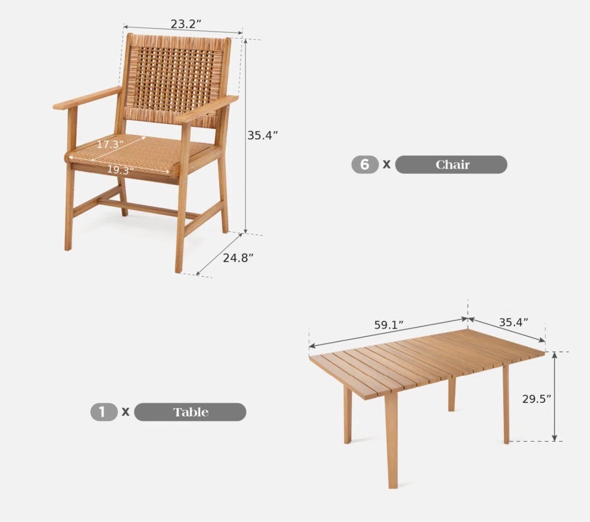 Rattan Outdoor Patio Dining Set
