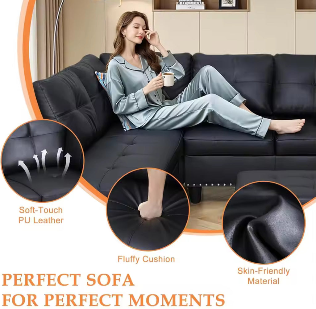 Sectional Set – Chaise & Ottoman w/ 2 Pillows
