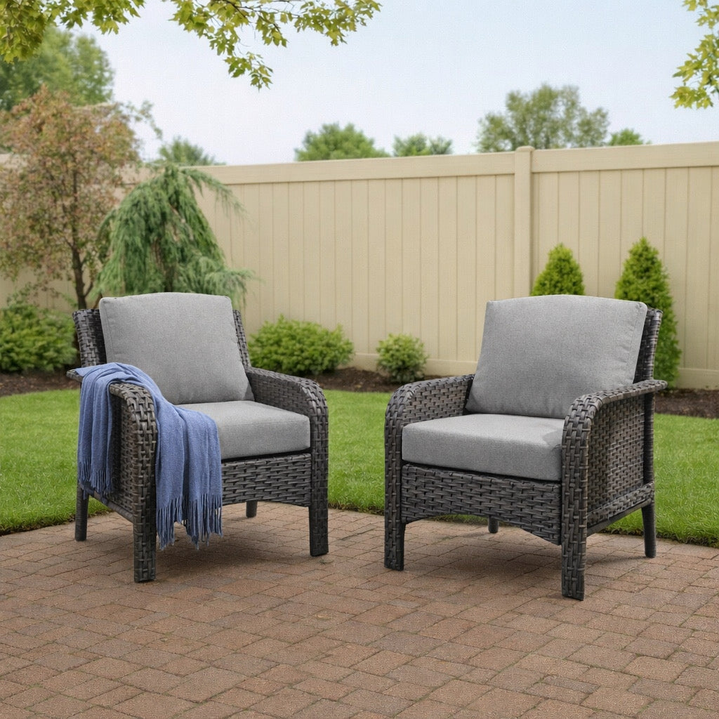 Backyard Patio Chairs w/ Premium Cushions (Set of 2)