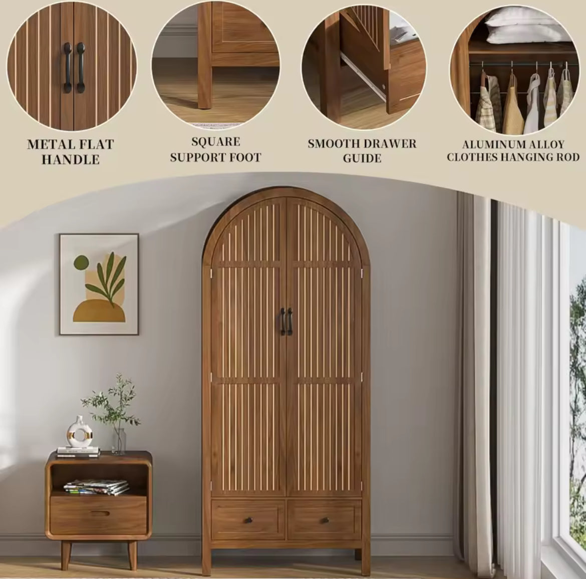 31” Arched & Fluted Armoire