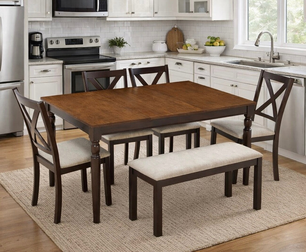 6-Piece Farmhouse Dining Table Set