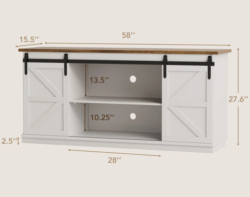 Farmhouse Entertainment Center w/ Sliding Doors