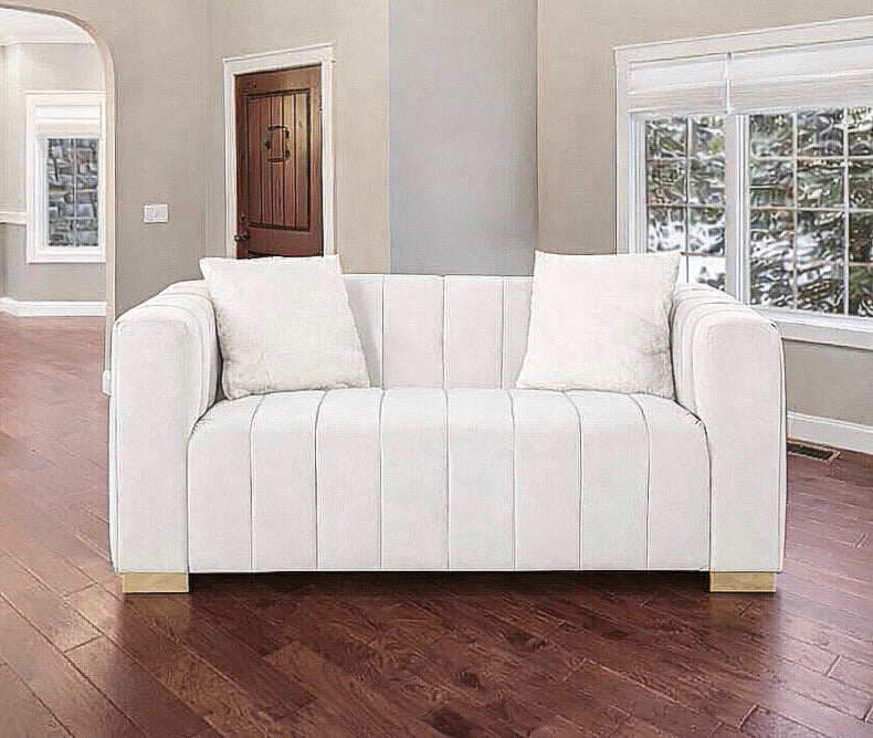 Channel Tufted Sofa Set w/ 2 Pillows